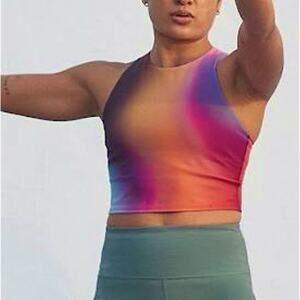 Athleta Multi Color Rainbow Conscious Love Proudly Crop Top Sz L